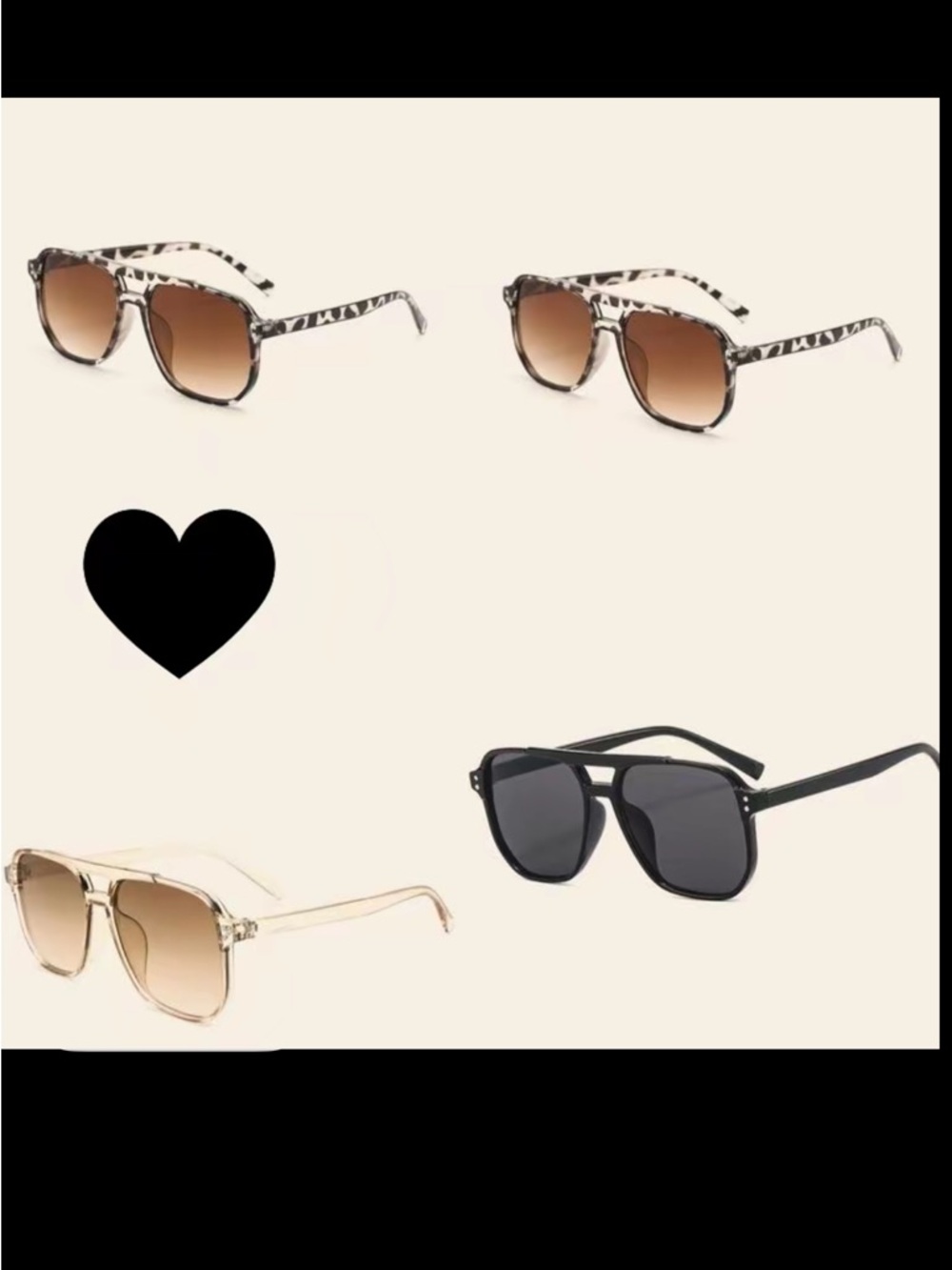 Trendy Oversized Sunglasses - Leopard, Black, and Champagne Frames